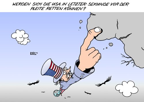 Cartoon: In letzter Sekunde (medium) by Erl tagged usa,schulden,krise,pleite,schuldengrenze,welt,wirtschaft,wirtschaftskrise,geld,finanzen,dollar,zahlungsunfähigkeit,streit,republikaner,demokraten,präsident,obama,cliffhanger,usa,schulden,krise,tea party,streit,republikaner,wirtschaft,einigung,demokraten,barack obama,tea,party,barack,obama