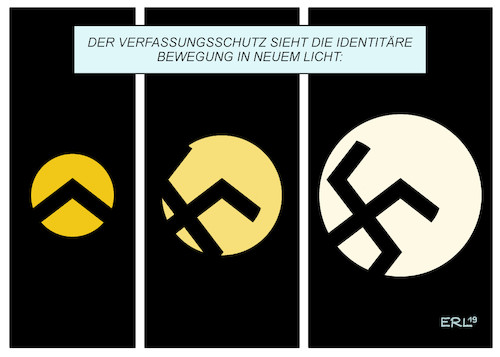 Cartoon: In neuem Licht (medium) by Erl tagged politik,identitäre,bewegung,einschätzung,verfassungsschutz,rechtsextrem,rechtsextremismus,nationalismus,rassismus,islamophobie,völkisch,karikatur,erl,politik,identitäre,bewegung,einschätzung,verfassungsschutz,rechtsextrem,rechtsextremismus,nationalismus,rassismus,islamophobie,völkisch,karikatur,erl