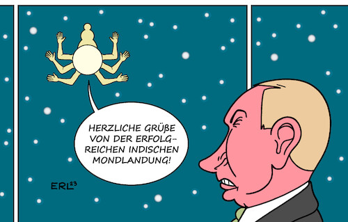 Cartoon: Indien auf dem Mond (medium) by Erl tagged politik,raumfahrt,russland,mond,mondlandung,luna,25,absturz,misserfolg,wladimir,putin,indien,erfolg,landung,raumsonde,chandrayaan,indische,göttin,arme,weltall,all,sterne,karikatur,erl,politik,raumfahrt,russland,mond,mondlandung,luna,25,absturz,misserfolg,wladimir,putin,indien,erfolg,landung,raumsonde,chandrayaan,indische,göttin,arme,weltall,all,sterne,karikatur,erl