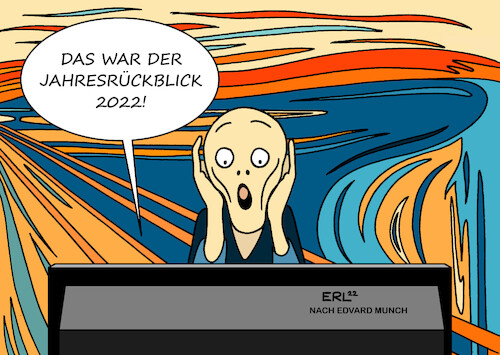 Cartoon: Jahresrückblick 2022 (medium) by Erl tagged politik,jahreswechsel,2022,2023,silvester,neujahr,jahresrückblick,krieg,russland,ukraine,energiekrise,klimawandel,angst,edvard,munch,der,schrei,gemälde,karikatur,erl,politik,jahreswechsel,2022,2023,silvester,neujahr,jahresrückblick,krieg,russland,ukraine,energiekrise,klimawandel,angst,edvard,munch,der,schrei,gemälde,karikatur,erl