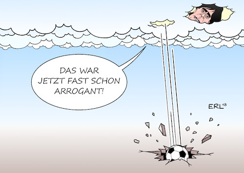 Cartoon: Jogi Löw (medium) by Erl tagged politik,sport,fußball,weltmeisterschaft,fußballweltmeisterschaft,russland,2018,deutschland,nationalmannschaft,aus,vorrunde,analyse,bundestrainer,joachim,jogi,löw,selbstkritik,arroganz,einschätzung,spielweise,vorwürfe,rassismus,mesut,özil,fotos,erdogan,karikatur,erl,politik,sport,fußball,weltmeisterschaft,fußballweltmeisterschaft,russland,2018,deutschland,nationalmannschaft,aus,vorrunde,analyse,bundestrainer,joachim,jogi,löw,selbstkritik,arroganz,einschätzung,spielweise,vorwürfe,rassismus,mesut,özil,fotos,erdogan,karikatur,erl