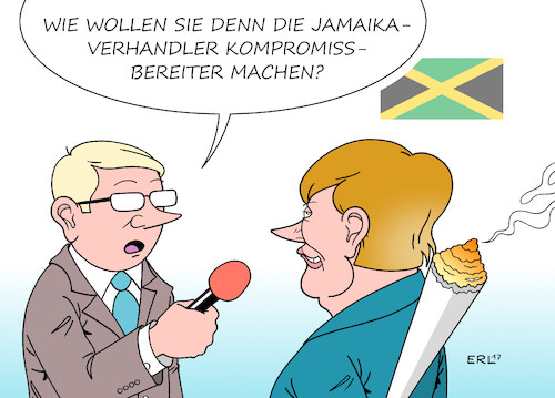 Cartoon: Joint Venture (medium) by Erl tagged bundestagswahl,regierung,koalition,jamaika,schwarz,gelb,grün,cdu,csu,fdp,die,grünen,sondierung,position,gegensätze,streit,stagnation,verhandlung,nacht,bundeskanzlerin,angela,merkel,kompromiss,kompromissbereitschaft,förderung,joint,venture,mariuhana,karikatur,erl,bundestagswahl,regierung,koalition,jamaika,schwarz,gelb,grün,cdu,csu,fdp,die,grünen,sondierung,position,gegensätze,streit,stagnation,verhandlung,nacht,bundeskanzlerin,angela,merkel,kompromiss,kompromissbereitschaft,förderung,joint,venture,mariuhana,karikatur,erl