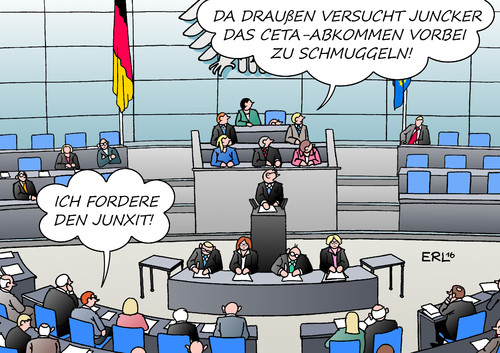 Cartoon: Juncker CETA (medium) by Erl tagged ceta,freihandelsabkommen,eu,kanada,kommission,präsident,juncker,empfehlung,vorbei,parlamente,ärger,verdrossenheit,brexit,bundestag,karikatur,erl,ceta,freihandelsabkommen,eu,kanada,kommission,präsident,juncker,empfehlung,vorbei,parlamente,ärger,verdrossenheit,brexit,bundestag,karikatur,erl