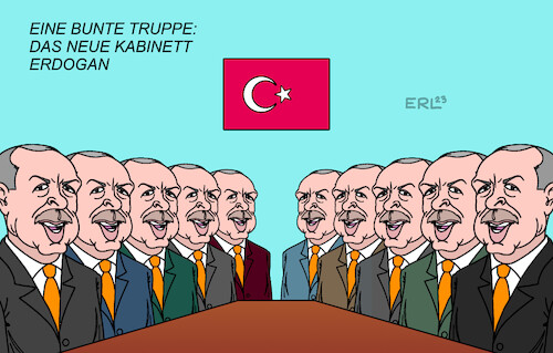 Cartoon: Kabinett Erdogan (medium) by Erl tagged politik,türkei,wahl,sieger,präsident,erdogan,autokrat,vorstellung,kabinett,regierung,autokratie,abbau,demokratie,menschenrechte,meinungsfreiheit,verhaftung,opposition,karikatur,erl,politik,türkei,wahl,sieger,präsident,erdogan,autokrat,vorstellung,kabinett,regierung,autokratie,abbau,demokratie,menschenrechte,meinungsfreiheit,verhaftung,opposition,karikatur,erl