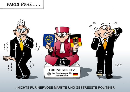 Cartoon: Karls Ruhe (medium) by Erl tagged euro,krise,rettung,rettungsschirm,esm,fiskalpakt,sparkurs,eu,europa,haushalt,deutschland,verfassung,grundgesetz,bundesverfassungsgericht,karlsruhe,klage,urteil,zeit,märkte,politik,politiker,nervös,stress,gestresst,zeitdruck,euro,krise,rettung,rettungsschirm,esm,fiskalpakt,sparkurs,eu,europa,haushalt,deutschland