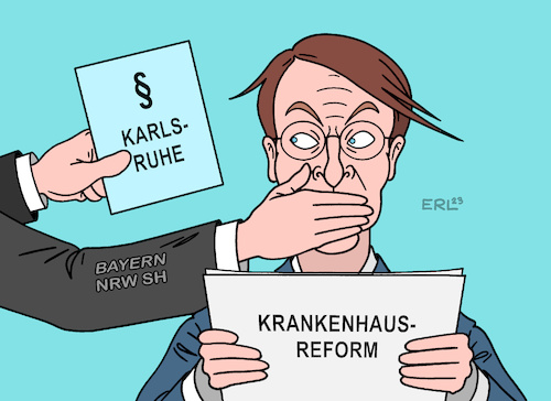 Cartoon: Karls Ruhe (medium) by Erl tagged politik,gesundheitsminister,karl,lauterbach,plan,krankenhausreform,krankenhaus,klinik,bayern,nrw,nordrhein,westfalen,sh,schleswig,holstein,klage,bundesverfassungsgericht,karlsruhe,karikatur,erl,politik,gesundheitsminister,karl,lauterbach,plan,krankenhausreform,krankenhaus,klinik,bayern,nrw,nordrhein,westfalen,sh,schleswig,holstein,klage,bundesverfassungsgericht,karlsruhe,karikatur,erl