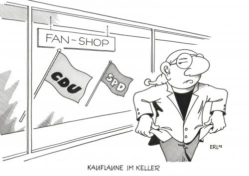 Cartoon: Kauflaune im Keller (medium) by Erl tagged konsum,kaufen,binnennachfrage,konsumflaute,parteien,cdu,spd,mitglieder,mitgliederschwund,deutschland,deutscher,michel,geld,pleite,preise,preiserhöhung,fan,fanshop,konsum,kaufen,binnennachfrage,konsumflaute,parteien,spd,mitglieder,mitgliederschwund,deutschland,deutscher michel,geld,pleite,preis,preiserhöhung,fan,fanshop,cdu,deutscher,michel