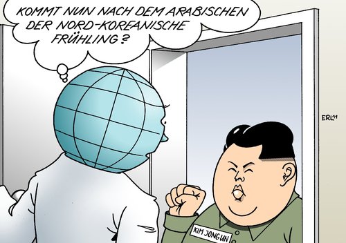 Cartoon: Kim Jong Un (medium) by Erl tagged nordkorea,diktator,kim,jong,il,tod,tot,nachfolge,un,sohn,hunger,unterdrückung,arabischer,frühling,reformen,demokratie,kim jong il,nordkorea,diktator,menschenrechte,nachfolge,tot,tod,sohn,unterdrückung,arabischer frühling,reformen,demokratie,kim,jong,il,arabischer,frühling