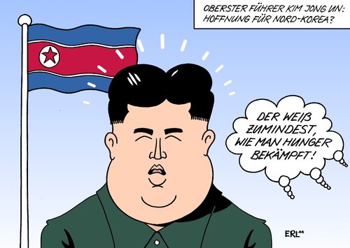 Cartoon: Kim Jong Un (medium) by Erl tagged nord,korea,diktator,kim,jong,il,tod,nachfolge,sohn,un,dick,stalinismus,hunger,armut,hoffnung,reformen,nordkorea,kim jong il,tod,nachfolge,sohn,stalinismus,kim,jong,il