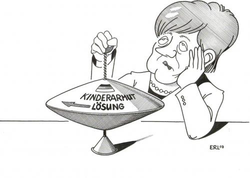 Cartoon: Kinderarmut (medium) by Erl tagged kinderarmut,merkel,politik,kinderarmut,merkel,politik,geld,armut,reich,arm,kreisel,teufelskreis,hilflosigkeit,desinteresse,bundeskanzlerin,deutschland,lösung,kreis,drehen