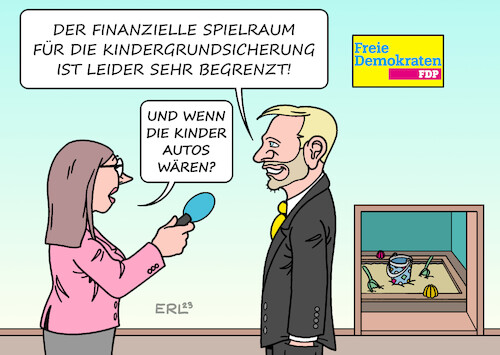 Cartoon: Kindergrundsicherung (medium) by Erl tagged politik,regierung,koalition,ampel,zoff,streit,fdp,grüne,klima,klimapolitik,verkehr,verkehrspolitik,auto,soziales,sozialpolitik,familien,kindergrundsicherung,finanzminister,christian,lindner,finanziell,spielraum,begrenzt,sandkasten,interview,karikatur,erl,politik,regierung,koalition,ampel,zoff,streit,fdp,grüne,klima,klimapolitik,verkehr,verkehrspolitik,auto,soziales,sozialpolitik,familien,kindergrundsicherung,finanzminister,christian,lindner,finanziell,spielraum,begrenzt,sandkasten,interview,karikatur,erl