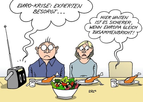 Cartoon: Kindermund (medium) by Erl tagged euro,krise,schulden,banken,rettungsschirm,kredite,pleite,staatsbankrott,griechenland,europa,zusammenbruch,experte,schutz,tisch,kind,kindermund,wahrheit,essen