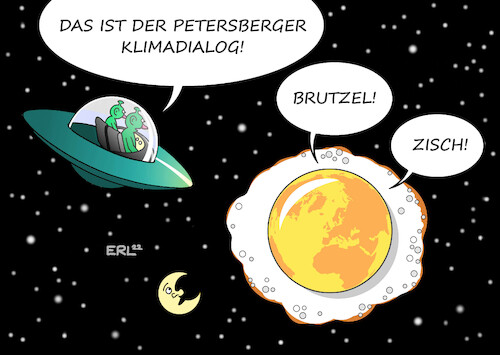 Cartoon: Klimadialog (medium) by Erl tagged politik,klima,klimawandel,klimakrise,erderwärmung,co2,klimapolitik,treffen,petersberger,klimadialog,dialog,gespräch,erde,hitze,heiß,spiegelei,braten,ufo,außerirdische,weltall,sterne,mond,karikatur,erl,politik,klima,klimawandel,klimakrise,erderwärmung,co2,klimapolitik,treffen,petersberger,klimadialog,dialog,gespräch,erde,hitze,heiß,spiegelei,braten,ufo,außerirdische,weltall,sterne,mond,karikatur,erl