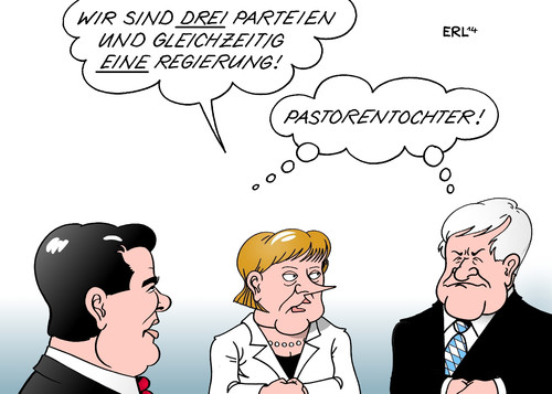 Cartoon: Koalition (medium) by Erl tagged koalition,groko,cdu,csu,spd,klausur,schloss,meseberg,streit,profil,partei,regierung,gott,dreifaltigkeit,pastor,tochter,merkel,gabriel,seehofer,koalition,groko,cdu,csu,spd,klausur,schloss,meseberg,streit,profil,partei,regierung,gott,dreifaltigkeit,pastor,tochter,merkel,gabriel,seehofer