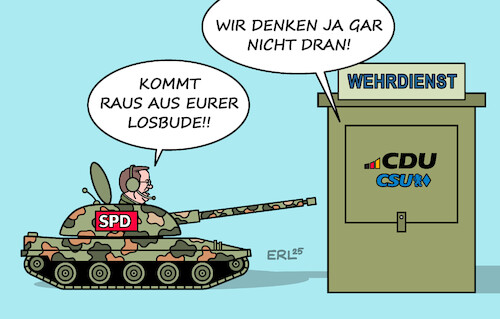 Cartoon: Koalitionsk-r-ampf (medium) by Erl tagged politik,regierung,koalition,cdu,csu,spd,streit,kampf,wehrdienst,losverfahren,verteidigungsminister,pistorius,karikatur,erl,politik,regierung,koalition,cdu,csu,spd,streit,kampf,wehrdienst,losverfahren,verteidigungsminister,pistorius,karikatur,erl