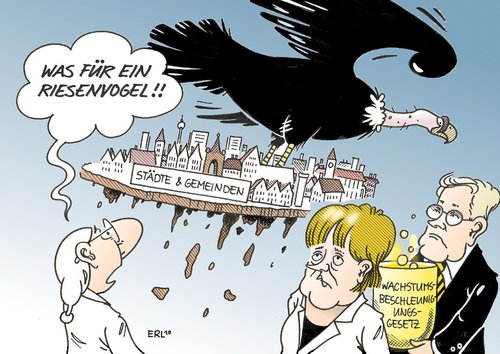 Cartoon: Kommunen (medium) by Erl tagged kommunen,finanzen,pleite,schulden,wachstumsförderungsgesetz,steuersenkung,steuergeschenk,pleitegeier,vogel,riesig,merkel,westerwelle,kommunen,finanzen,pleite,schulden,wachstumsförderungsgesetz,steuersenkung,steuergeschenk,pleitegeier,riesig,vogel,angela merkel,guido westerwelle,angela,merkel,guido,westerwelle