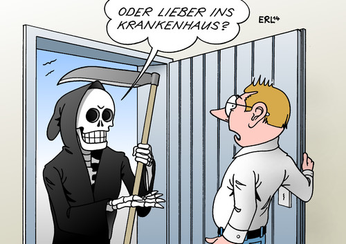 Cartoon: Krankenhaus (medium) by Erl tagged krankenhaus,klinik,studie,statistik,todefälle,behandlung,fehler,behandlungsfehler,arzt,ärzte,pflegekraft,tod,krankheit,sterben,karikatur,erl,krankenhaus,klinik,studie,statistik,todefälle,behandlung,fehler,behandlungsfehler,arzt,ärzte,pflegekraft,tod,krankheit,sterben