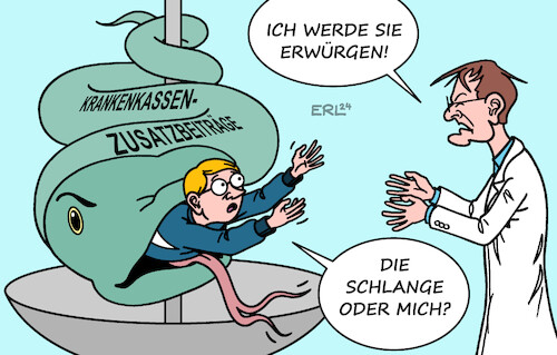 Cartoon: Krankenkassenbeiträge (medium) by Erl tagged politik,gesundheit,krankenkassen,zusatzbeiträge,anstieg,karl,lauterbach,kosten,schlange,karikatur,erl,politik,gesundheit,krankenkassen,zusatzbeiträge,anstieg,karl,lauterbach,kosten,schlange,karikatur,erl