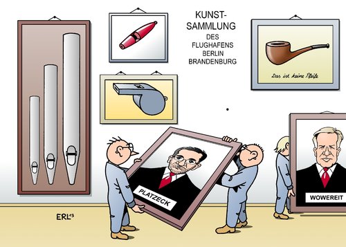 Cartoon: Kunstsammlung Flughafen BER (medium) by Erl tagged flughafen,berlin,brandenburg,verzögerung,pannen,fehler,kosten,klaus,wowereit,matthias,platzeck,aufsichtsrat,pfeife,magritte,malerei,kunst,kunstsammlung,orgelpfeifen,signalpfeife,trillerpfeife,tabakspfeife,bild,austausch,rücktritt,flughafen,berlin,brandenburg,verzögerung,pannen,fehler,kosten,klaus,wowereit,matthias,platzeck,aufsichtsrat,pfeife,magritte,malerei,kunst,kunstsammlung,orgelpfeifen,signalpfeife,trillerpfeife,tabakspfeife,bild,austausch,rücktritt