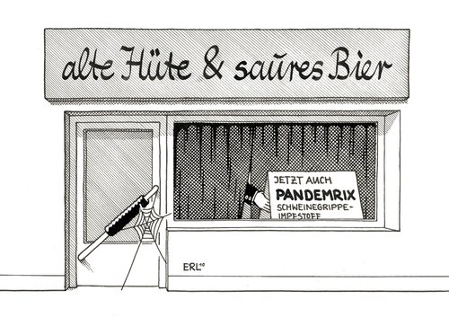 Cartoon: Ladenhüter (medium) by Erl tagged pandemrix,schweinegrippe,h1n1,impfstoff,krankheit,gesundheit