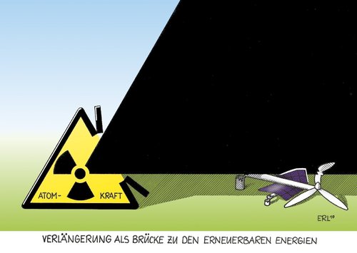 Cartoon: Laufzeitverlängerung (medium) by Erl tagged atomkraft,atomkraftwerk,laufzeit,laufzeitverlängerung,brücke,erneuerbar,energie,alternativ,windkraft,solarenergie,sonne,atomkraft,atomkraftwerk,laufzeit,laufzeitverlängerung,brücke,erneuerbar,energie,alternativ,windkraft,solarenergie,sonne,umwelt,natur