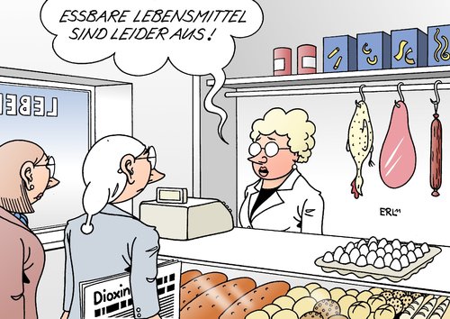 Cartoon: Lebensmittel (medium) by Erl tagged verbraucherschutz,kriminalität,gier,geld,futtermittel,mensch,tier,käfighaltung,massentierhaltung,industrie,produktion,dioxin,skandal,lebensmittel,lebensmittel,skandal,dioxin,produktion,industrie,massentierhaltung,käfighaltung,tier,mensch,futtermittel