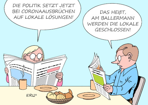 Cartoon: lokale Lösungen (medium) by Erl tagged politik,corona,virus,pandemie,gefahr,zweite,welle,ausbruch,reaktion,lokal,begrenzt,einschränkung,bewegungsfreiheit,schließung,mallorca,ballermann,party,lokale,karikatur,erl,politik,corona,virus,pandemie,gefahr,zweite,welle,ausbruch,reaktion,lokal,begrenzt,einschränkung,bewegungsfreiheit,schließung,mallorca,ballermann,party,lokale,karikatur,erl