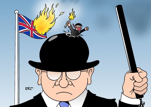 Cartoon: London (medium) by Erl tagged london,gewalt,großbritannien,jugend,jugendliche,armut,arbeitslosigkeit,plünderung,großbritannien,uk,krawalle,england,london,gewalt,aufstand,polizei,plündern,jugend,ratingagentur