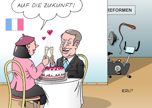 Cartoon: Macron Reformen (medium) by Erl tagged frankreich,wahl,parlament,nationalrat,sieg,la,republique,en,marche,präsident,emmanuel,macron,senkrechtstarter,hoffnungsträger,reformen,wirtschaft,sozialabbau,arbeitnehmerrechte,neoliberalismus,mühe,fitness,training,fahrradergometer,hantel,peitsche,herz,torte,sekt,karikatur,erl,frankreich,wahl,parlament,nationalrat,sieg,la,republique,en,marche,präsident,emmanuel,macron,senkrechtstarter,hoffnungsträger,reformen,wirtschaft,sozialabbau,arbeitnehmerrechte,neoliberalismus,mühe,fitness,training,fahrradergometer,hantel,peitsche,herz,torte,sekt,karikatur,erl