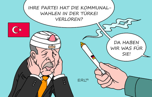 Cartoon: Made in Germany (medium) by Erl tagged politik,türkei,wahlen,kommunalwahlen,sieg,chp,niederlage,akp,partei,präsident,erdogan,verband,beule,schmerzen,linderung,trost,joint,deutschland,cannabis,legal,legalisierung,karikatur,erl,politik,türkei,wahlen,kommunalwahlen,sieg,chp,niederlage,akp,partei,präsident,erdogan,verband,beule,schmerzen,linderung,trost,joint,deutschland,cannabis,legal,legalisierung,karikatur,erl