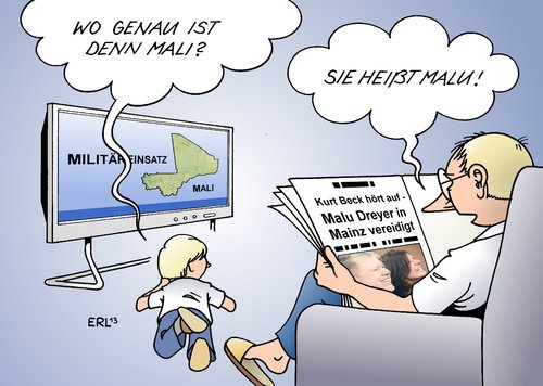 Cartoon: Malu (medium) by Erl tagged mainz,spd,dreyer,malu,ministerpräsidentin,nachfolgerin,beck,kurt,ministerpräsident,pfalz,rheinland,rebellen,frankreich,einsatz,militär,mali,mali,militär,einsatz,frankreich,rebellen,rheinland,pfalz,ministerpräsident,kurt,beck,nachfolgerin,ministerpräsidentin,malu,dreyer,spd,mainz