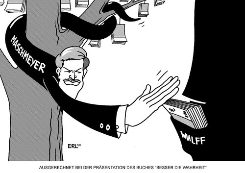 Cartoon: Maschmeyer (medium) by Erl tagged wahrheit,glaubwürdigkeit,schaden,amt,nähe,geld,finanzierung,werbung,kampagne,anzeigen,freund,maschmeyer,bundespräsident,christian,wulff,wulff,bundespräsident,maschmeyer,freund,anzeigen,kampagne,finanzierung