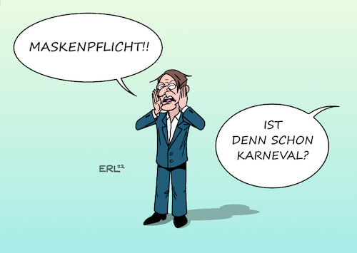 Cartoon: Maskenpflicht (medium) by Erl tagged politik,corona,virus,pandemie,covid19,herbst,winter,welle,masken,diskussion,maskenpflicht,gesundheitsminister,karl,lauterbach,warner,karneval,karikatur,erl,politik,corona,virus,pandemie,covid19,herbst,winter,welle,masken,diskussion,maskenpflicht,gesundheitsminister,karl,lauterbach,warner,karneval,karikatur,erl