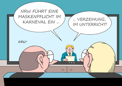 Cartoon: Maskenpflicht NRW (medium) by Erl tagged politik,corona,virus,pandemie,schule,lockdown,öffnung,hygiene,konzept,händewaschen,abstand,desinfektion,schüler,lehrer,diskussion,maske,maskenpflicht,nrw,unterricht,karneval,nachrichten,versprecher,karikatur,erl,politik,corona,virus,pandemie,schule,lockdown,öffnung,hygiene,konzept,händewaschen,abstand,desinfektion,schüler,lehrer,diskussion,maske,maskenpflicht,nrw,unterricht,karneval,nachrichten,versprecher,karikatur,erl