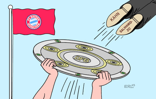 Cartoon: Meisterschale (medium) by Erl tagged politik,sport,fussball,bundesliga,deutsche,meisterschaft,titel,rekordmeister,fc,bayern,münchen,ausscheiden,pokal,champions,league,entlassung,vorstand,oliver,kahn,sportvorstand,sportdirektor,hasan,salihamidzic,meisterschale,karikatur,erl,politik,sport,fussball,bundesliga,deutsche,meisterschaft,titel,rekordmeister,fc,bayern,münchen,ausscheiden,pokal,champions,league,entlassung,vorstand,oliver,kahn,sportvorstand,sportdirektor,hasan,salihamidzic,meisterschale,karikatur,erl