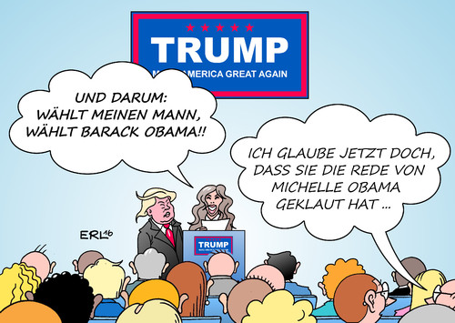 Cartoon: Melania Trump (medium) by Erl tagged usa,präsidentschaftswahl,präsident,wahl,kandidat,republikaner,donald,trump,rede,frau,ehefrau,melania,plagiat,michelle,obama,nominierung,spaltung,populismus,partei,karikatur,erl,usa,präsidentschaftswahl,präsident,wahl,kandidat,republikaner,donald,trump,rede,frau,ehefrau,melania,plagiat,michelle,obama,nominierung,spaltung,populismus,partei,karikatur,erl