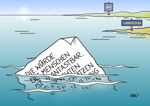 Cartoon: Menschenwürde (medium) by Erl tagged eu,europa,afrika,nordafrika,flüchtling,flüchtlinge,würde,menschenwürde,grundrecht,grundgesetz,boot,leben,risiko,ertrinken,politik,abwehr,abschreckung,wohlstand,verteidigung,lampedusa,italien,deutschland,eu,europa,afrika,nordafrika,flüchtling,flüchtlinge,würde,menschenwürde,boot,leben,risiko,ertrinken,politik,abwehr,abschreckung,wohlstand,lampedusa