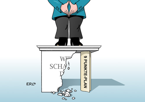 Cartoon: Merkel (medium) by Erl tagged bundeskanzlerin,angela,merkel,flüchtlinge,grenzöffnung,humanität,wir,schaffen,das,denkmal,anschläge,terror,interview,pressekonferenz,neun,punkte,plan,stütze,kanzlerschaft,cdu,karikatur,erl,bundeskanzlerin,angela,merkel,flüchtlinge,grenzöffnung,humanität,wir,schaffen,das,denkmal,anschläge,terror,interview,pressekonferenz,neun,punkte,plan,stütze,kanzlerschaft,cdu,karikatur,erl