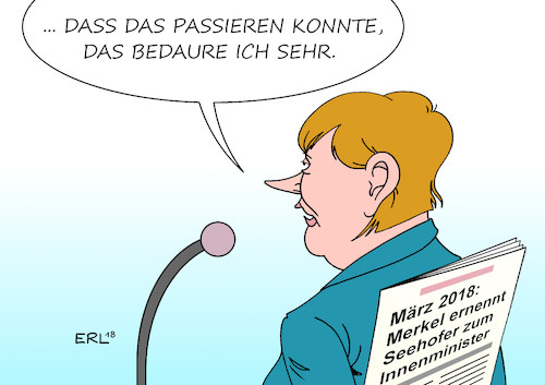 Cartoon: Merkel gesteht Fehler ein (medium) by Erl tagged politik,bundesregierung,große,koalition,groko,cdu,csu,spd,streit,fall,maaßen,entlassung,beförderung,rücknahme,eingeständnis,fehler,bundeskanzlerin,angela,merkel,innenminister,horst,seehofer,störenfried,streithansel,flüchtlingspolitik,einbindung,kabinett,disziplin,kabinettsdisziplin,irrtum,karikatur,erl,politik,bundesregierung,große,koalition,groko,cdu,csu,spd,streit,fall,maaßen,entlassung,beförderung,rücknahme,eingeständnis,fehler,bundeskanzlerin,angela,merkel,innenminister,horst,seehofer,störenfried,streithansel,flüchtlingspolitik,einbindung,kabinett,disziplin,kabinettsdisziplin,irrtum,karikatur,erl