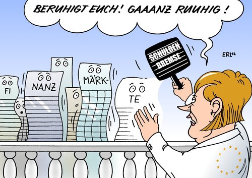 Cartoon: Merkel Märkte (medium) by Erl tagged eu,euro,schulden,krise,schuldenbremse,fiskalpakt,finanzmärkte,märkte,finanzmarkt,beruhigung,aufregung,bundeskanzlerin,angela,merkel,deutschland,eu,euro,schulden,krise,schuldenbremse,fiskalpakt,finanzmärkte,märkte,finanzmarkt,beruhigung,bundeskanzlerin,merkel,deutschland