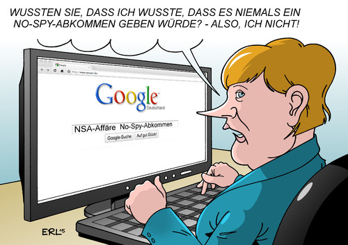 Cartoon: Merkel No-Spy-Abkommen (medium) by Erl tagged bundeskanzlerin,angela,merkel,bnd,nsa,geheimdienst,spionage,affäre,spähaffäre,datenm,datenschutz,internet,smartphone,handy,telefon,usa,no,spy,abkommen,nie,wissen,glaubwürdigkeit,vertrauen,ansehen,beliebtheit,karikatur,erl,bundeskanzlerin,angela,merkel,bnd,nsa,geheimdienst,spionage,affäre,spähaffäre,datenm,datenschutz,internet,smartphone,handy,telefon,usa,no,spy,abkommen,nie,wissen,glaubwürdigkeit,vertrauen,ansehen,beliebtheit