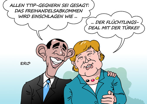 Cartoon: Merkel Obama (medium) by Erl tagged erl,karikatur,abhängigkeit,türkei,deal,abkommen,flüchtlinge,demonstration,gegner,widerstand,ttip,freihandelsabkommen,merkel,angela,bundeskanzlerin,deutschland,besuch,obama,präsident,usa,usa,präsident,obama,besuch,deutschland,bundeskanzlerin,angela,merkel,freihandelsabkommen,ttip,widerstand,gegner,demonstration,flüchtlinge,abkommen,deal,türkei,abhängigkeit,karikatur,erl