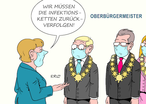 Cartoon: Merkel trifft OBs (medium) by Erl tagged politik,corona,virus,pandemie,zweite,welle,fallzahlen,anstieg,hot,spot,großstadt,großstädte,treffen,bundeskanzlerin,angela,merkel,gespräch,strategien,oberbürgermeister,oberbürgermeisterinnen,maßnahmen,eindämmung,verfolgung,infektionsketten,ob,amtskette,karikatur,erl,politik,corona,virus,pandemie,zweite,welle,fallzahlen,anstieg,hot,spot,großstadt,großstädte,treffen,bundeskanzlerin,angela,merkel,gespräch,strategien,oberbürgermeister,oberbürgermeisterinnen,maßnahmen,eindämmung,verfolgung,infektionsketten,ob,amtskette,karikatur,erl