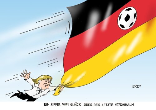 Cartoon: Merkel und Fußball (medium) by Erl tagged merkel,bundeskanzlerin,krise,fußball,wm,deutschland,begeisterung,stimmung,dranhängen,zipfel,glück,strohhalm,ergreifen,angela merkel,bundeskanzlerin,fußball,krise,wm,deutschland,begeisterung,stimmung,dranhängen,zipfel,glück,weltmeisterschaft,angela,merkel