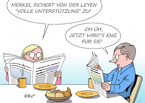 Cartoon: Merkel von der Leyen (medium) by Erl tagged bundeswehr,aufnahmerituale,demütigung,sadismus,oberleutnant,doppelleben,asylbewerber,anschlag,plan,rechtsextremismus,verteidigungsministerin,ursula,von,der,leyen,kritik,kampfansage,volle,unterstützung,bundeskanzlerin,angela,merkel,karikatur,erl,bundeswehr,aufnahmerituale,demütigung,sadismus,oberleutnant,doppelleben,asylbewerber,anschlag,plan,rechtsextremismus,verteidigungsministerin,ursula,von,der,leyen,kritik,kampfansage,volle,unterstützung,bundeskanzlerin,angela,merkel,karikatur,erl