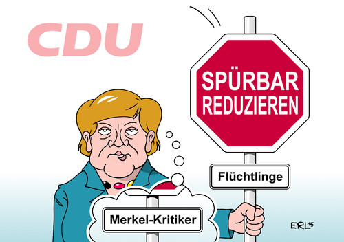 Cartoon: Merkels Signal (medium) by Erl tagged erl,karikatur,rede,stopp,stoppschild,verkehrsschild,reduzierung,spürbar,signal,obergrenze,kritiker,merkel,angela,bundeskanzlerin,flüchtlinge,thema,parteitag,partei,cdu,cdu,partei,parteitag,thema,flüchtlinge,bundeskanzlerin,angela,merkel,kritiker,obergrenze,signal,spürbar,reduzierung,verkehrsschild,stoppschild,stopp,rede,karikatur,erl