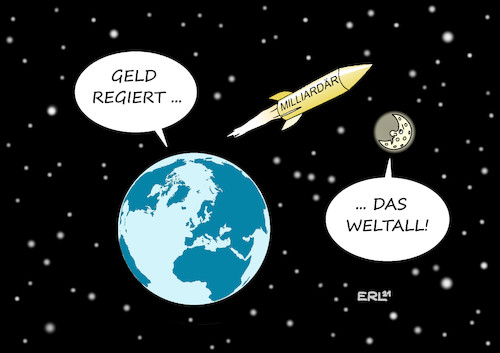 Cartoon: Milliardär im All (medium) by Erl tagged politik,wissenschaft,technik,raumfahrt,privatisierung,wettlauf,richard,branson,virgin,galactic,elon,musk,tesla,geld,regiert,die,welt,weltall,erde,mond,sterne,karikatur,erl,politik,wissenschaft,technik,raumfahrt,privatisierung,wettlauf,richard,branson,virgin,galactic,elon,musk,tesla,geld,regiert,die,welt,weltall,erde,mond,sterne,karikatur,erl