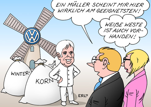 Cartoon: Müller (medium) by Erl tagged vw,manipulation,diesel,abgaswerte,abgase,rücktritt,chef,martin,winterkorn,nachfolger,designiert,matthias,müller,eignung,weiß,weiße,weste,mühle,esel,korn,mahlen,mehl,sack,karikatur,erl,vw,manipulation,diesel,abgaswerte,abgase,rücktritt,chef,martin,winterkorn,nachfolger,designiert,matthias,müller,eignung,weiß,weiße,weste,mühle,esel,korn,mahlen,mehl,sack,karikatur,erl