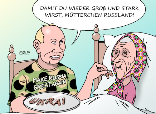 Cartoon: Mütterchen Russland (medium) by Erl tagged politik,präsident,wladimir,putin,anerkennung,donezk,luhansk,separatisten,ukraine,gebiete,truppen,einmarsch,einverleiben,essen,stärkung,mütterchen,russland,historisch,größe,stärke,russisch,brot,karikatur,erl,politik,präsident,wladimir,putin,anerkennung,donezk,luhansk,separatisten,ukraine,gebiete,truppen,einmarsch,einverleiben,essen,stärkung,mütterchen,russland,historisch,größe,stärke,russisch,brot,karikatur,erl