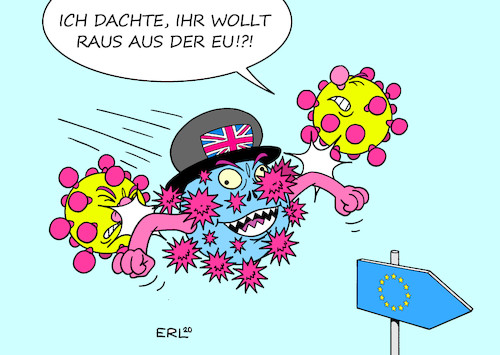 Cartoon: Mutation (medium) by Erl tagged politik,corona,virus,pandemie,covid19,zweite,welle,mutation,großbritannien,ansteckung,gefahr,höher,brexit,austritt,gb,uk,eu,verhandlungen,handelsabkommen,scheitern,no,deal,flagge,bowler,hut,karikatur,erl,politik,corona,virus,pandemie,covid19,zweite,welle,mutation,großbritannien,ansteckung,gefahr,höher,brexit,austritt,gb,uk,eu,verhandlungen,handelsabkommen,scheitern,no,deal,flagge,bowler,hut,karikatur,erl